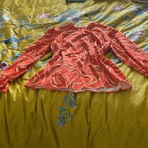 NWOT SHEIN High Neck Blouse Zebra stripe Lantern Sleeve Blouse